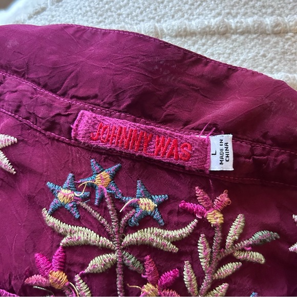 Johnny Was Bethan Embroidered Blouse in Red Wine - Picture 6 of 9